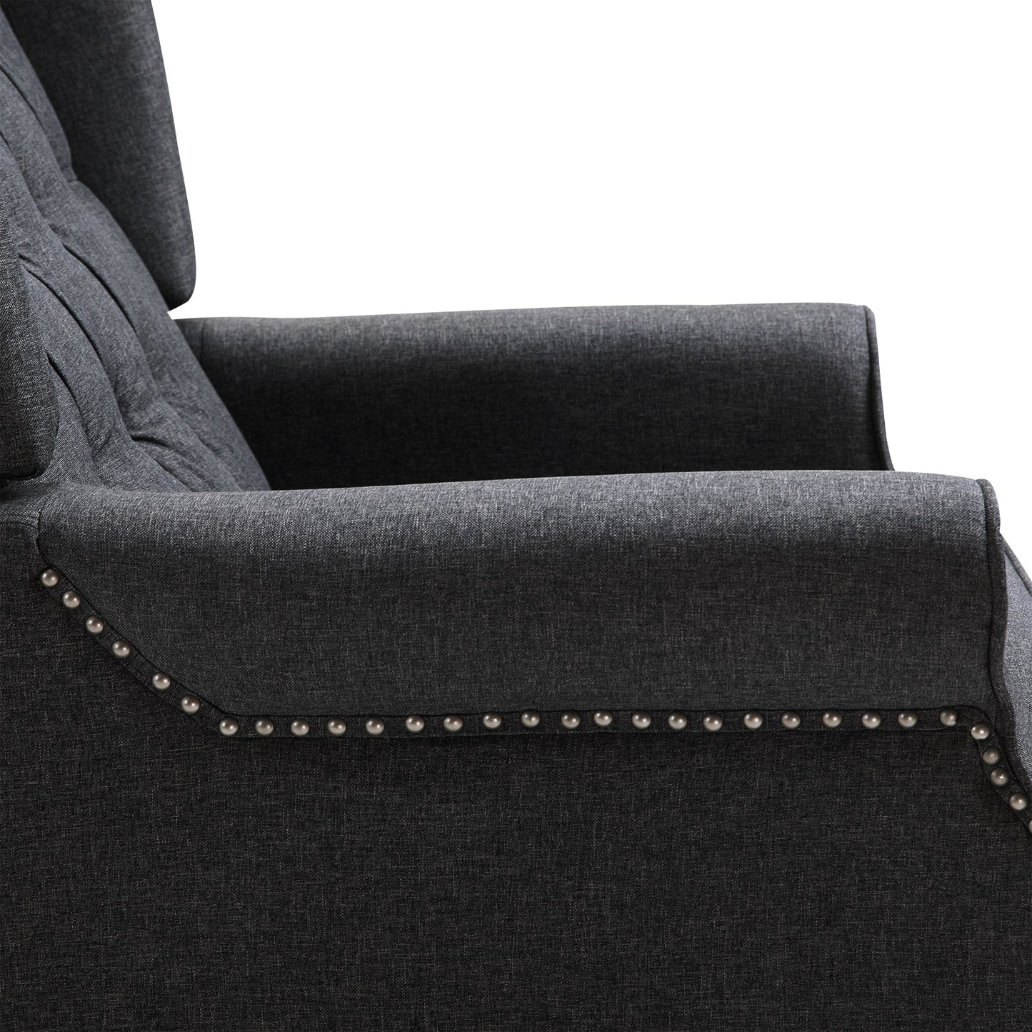 Recliner Armchair for Living Room, Reclining Chair, Wingback Chair with Button Tufted Back and Footrest, Dark Grey