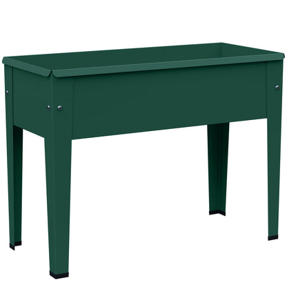 Outsunny Raised Planter, Metal Raised Garden Bed on Legs with Drainage Hole and Foot Covers, Green