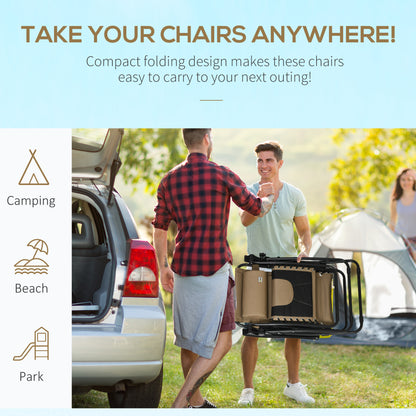 Outsunny Zero Gravity Lounger Chair Set of 2, Folding Reclining Patio Chair with Padded Seat, Cup Holder, Soft Cushion and Headrest for Poolside, Camping, Coffee
