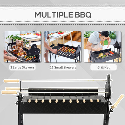 Outsunny Charcoal Trolley BBQ Garden Outdoor Barbecue Cooking Grill High Temperature Powder Wheel 85x36x90cm New