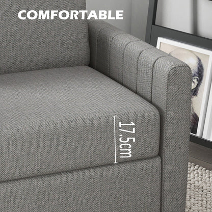 HOMCOM 2 Seater Sofa, Channel Tufted Modern Fabric Couch, Comfy Upholstered Loveseat with Spring Cushion, Back Pillow, for Living Room, Bedroom, Office, Light Grey