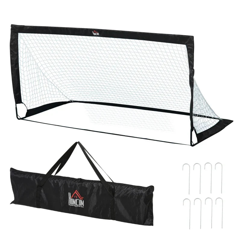 HOMCOM Steel Frame Weather Resistant Football Goal Sports Black