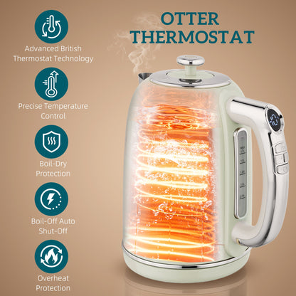 HOMCOM Polished Retro 40-100Â°C Kettle and Toaster Set - Grey