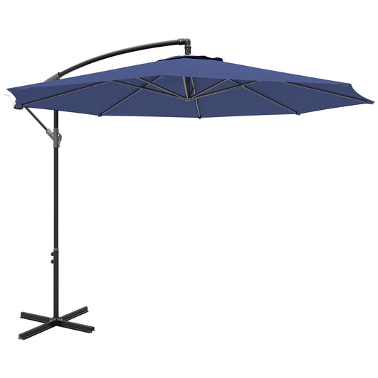 Outsunny 2,45 m parasol wysięgnikowy z podstawą krzyżową - niebieski