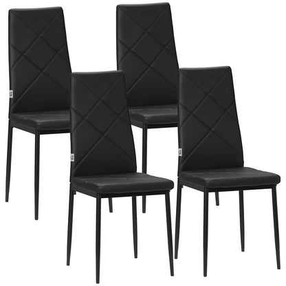 HOMCOM Set of 4 Faux Leather Dining Chairs - Black