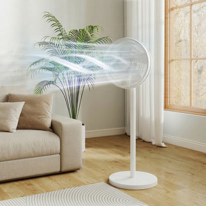 HOMCOM 40 cm Standing Fan, Cooling Floor Fan with 80Â° Oscillating, Adjustable Tilt and Height, 4 Speed, Remote Control, White