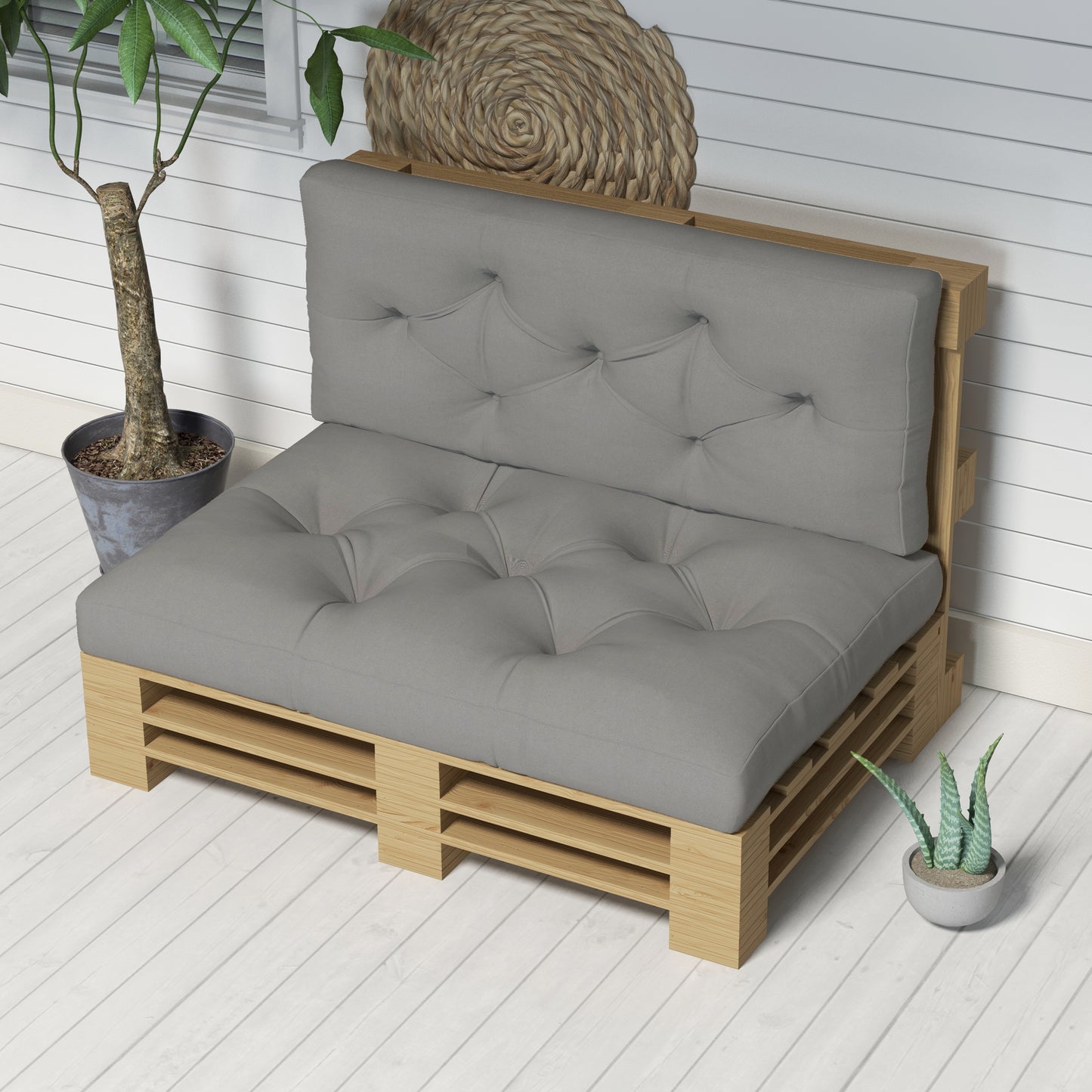 Zestaw poduszek Outsunny Seat and Back Padded Pallet - jasnoszary