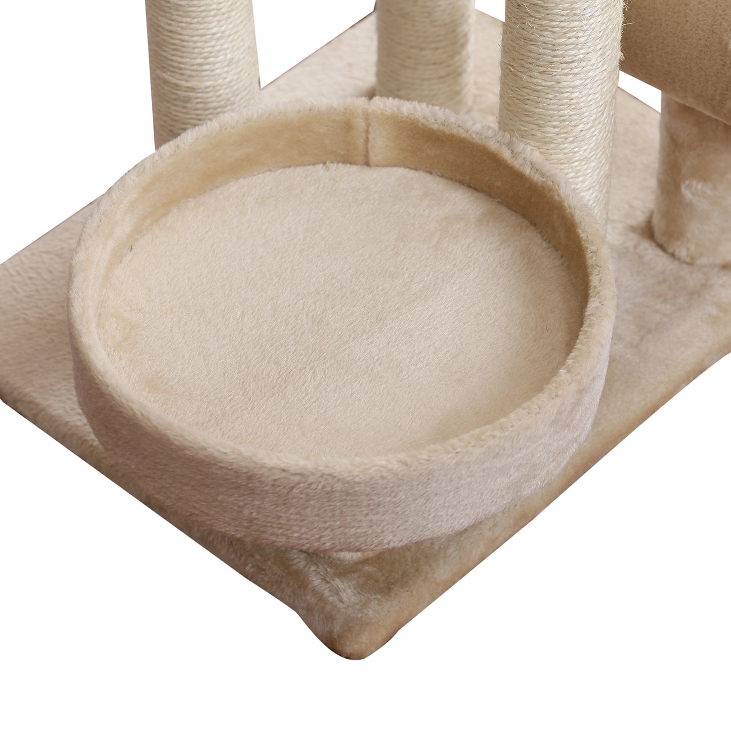 PawHut Cat Tree, Plush, 50Lx40Wx105H cm-Beige