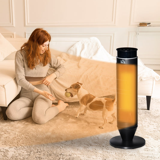 HOMCOM 21 Inch Space Heater, 1000W/2000W Ceramic Electric Heater and Fan, Overheating & Tip-Over Protection, 8H Timer, 42¡ Oscillation, Portable Heater for Home