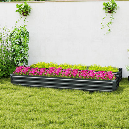 Outsunny 60 x 240cm Galvanised Steel Planter, with Open Bottom, Pack of 2