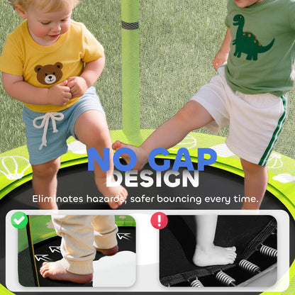 AIYAPLAY 4.6ft Toddler Trampoline w/ Safety Enclosure Net, for Indoor Outdoor Use, Ages 3-6 Years, Green
