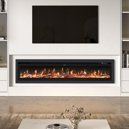 40/50/60/70/80 Inch Electric Fireplace 9 Colour LED Flame Effect Heater With Remote Control