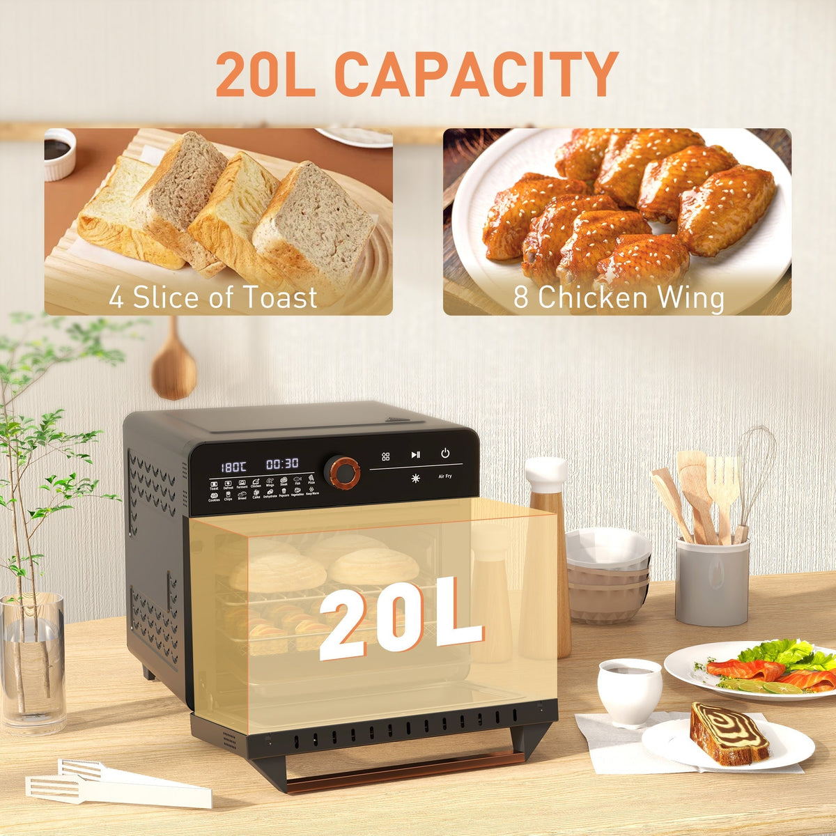 HOMCOM Mini Oven, 16L Countertop Electric Grill, Toaster Oven with Adjustable Temperature, 60 Min Timer, Crumb Tray, Baking Tray, Wire Rack, Tray Handle, 1400W, Silver - Groceries HOMCOM Mini Oven, 16L Countertop Electric Grill, Toaster Oven with Adjustable Temperature, 60 Min Timer, Crumb Tray, Baking Tray, Wire Rack, Tray Handle, 1400W, Silver - Groceries
