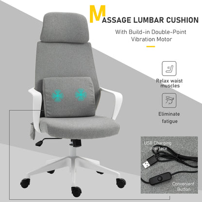 Vinsetto Mesh Office Chair & Massage Pillow Ergonomic Adjustable Height w/ Wheels