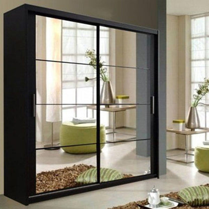 Deltum Sliding Door Wardrobe - Black, White, Grey