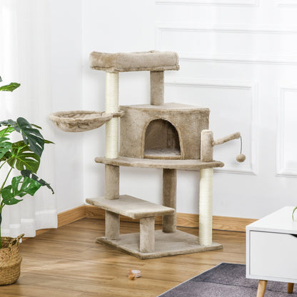 PawHut Cat Tree Tower Climbing  Activity Center with Sisal Scratching Post, Brown