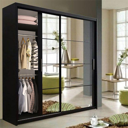 Deltum Sliding Door Wardrobe - Black, White, Grey