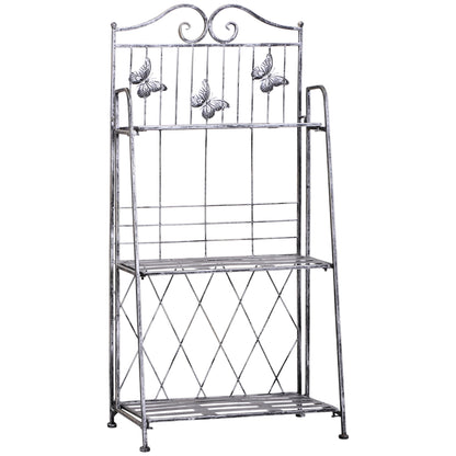 Outsunny 3 Tier Plant Stand Indoor Outdoor, Metal Plant Shelf Flower Display Rack for Potted Plants Garden Balcony Decor, 44 x 25 x 96 cm