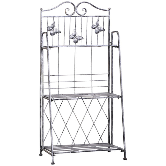 Outsunny Indoor Outdoor wolnostojący 3-poziomowy stojak na rośliny ogrodowe metalowy stojak na kwiaty doniczkowe balkon D√É¬©cor 44L x 25W x 96H cm