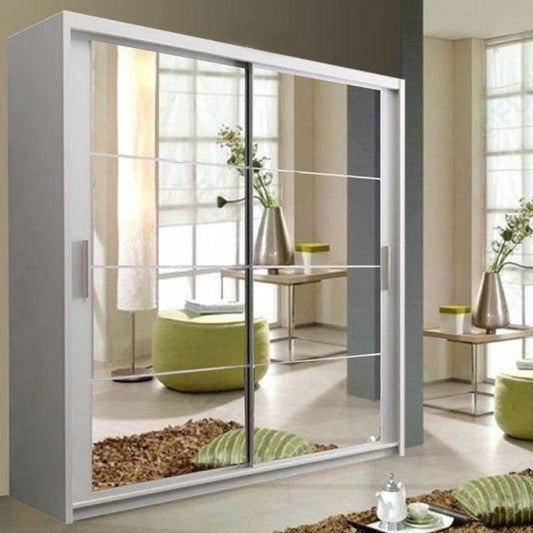 Deltum Sliding Door Wardrobe - White, Grey, Black - 150cm and 203cm