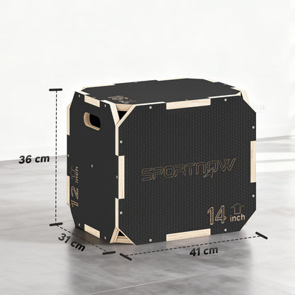 SPORTNOW Non-Slip Plyo Box, Corner-free Wooden Jump Box, 31 x 36 x 41 cm