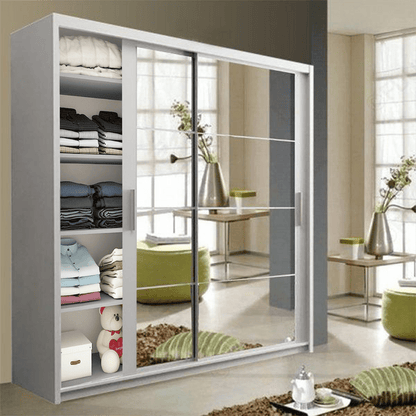 Deltum Sliding Door Wardrobe - Black, White, Grey