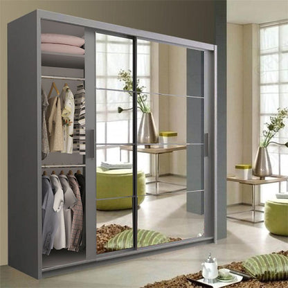 Deltum Sliding Door Wardrobe - Black, White, Grey