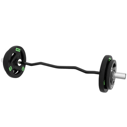 SPORTNOW Olympic EZ Curl Bar with 30kg Weight Plates, Barbell Bar for 5cm Weight Plates with Spring Clips, Home Gym Weight Lifting Bar, 120cm, 38kg