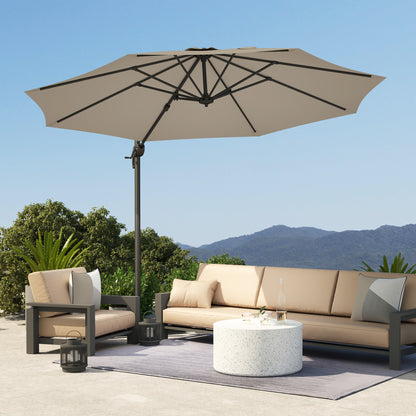 Outsunny 3 m Pięciokątny Parasol Wysięgnikowy - Jasnoszary