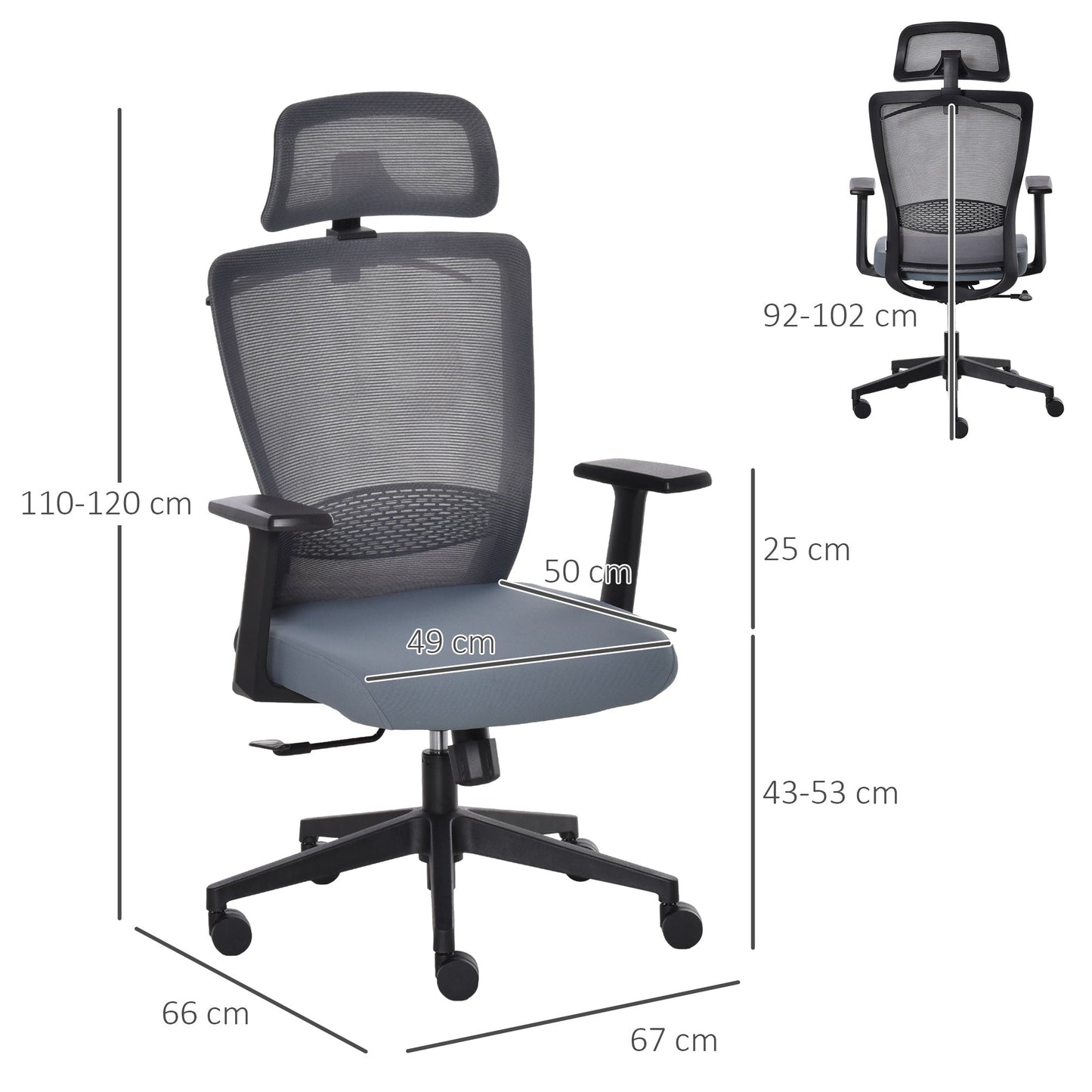 Vinsetto Mesh Home Office Chair w/ Lumbar Support, Coar Hanger High Back Task Chair