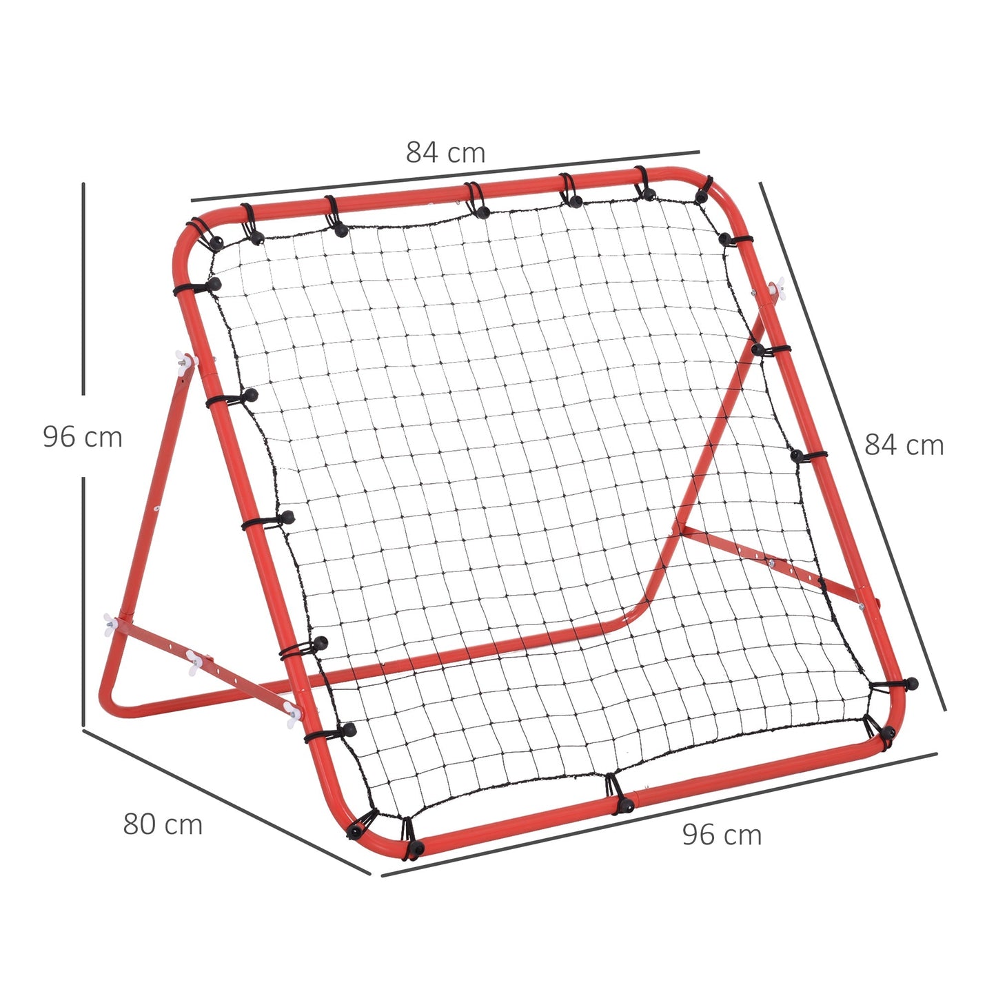 Rebounder Football Net W/PE Mesh Metal Tube, 96W x 80D x 96Hcm- Red and Black