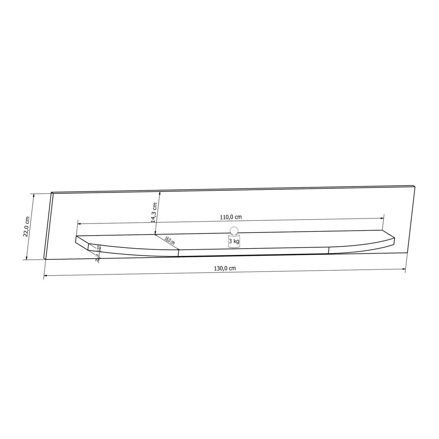 Rondo 70 Shelf 130cm [Concrete Grey]