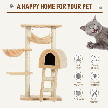 PawHut Cat Tree Kitten Activity Centre Scratch Scratching Scratcher Climber Post Rest Bed Toy 100cm