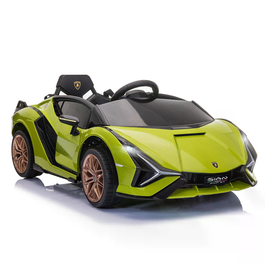 HOMCOM Lamborghini Sian Licensed 12V Kids Electric Ride On Car 2 Motors Toy Car with Remote Control Music Lights MP3 for 3-5 Years Green