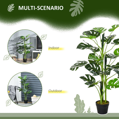 Outsunny 100cm/3.3FT Artificial Monstera Tree Decorative Cheese Plant 21 Leaves with Nursery Pot, Fake Tropical Palm Tree for Indoor Outdoor DÃ©cor, Set of 2