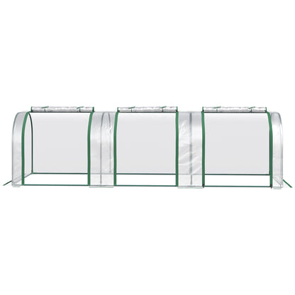 Outsunny PVC Tunnel Green Grow House Stalowa rama do ogrodu na podwórko z drzwiami na suwak 295x100x80 cm, przezroczysty