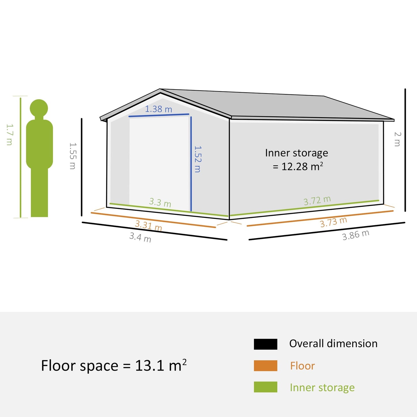 Outsunny 13 x 11 ft Metal Garden Shed Large Patio Roofed Tool Storage Box with Foundation Ventilation and Sliding Doors, Yellow