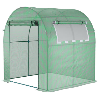 دفيئة Outsunny Walk in Polytunnel، دفيئة للحديقة مع نافذة وباب قابلين للطي، 1.8 × 1.8 × 2 متر، أخضر