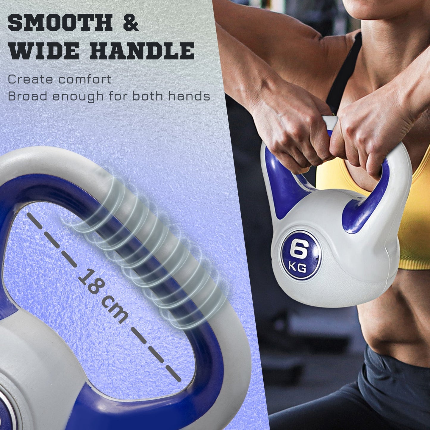 SPORTNOW Kettlebell, 6kg Kettle Bells with Handle for Home Gym Weight Lifting and Strength Training, Purple and Grey