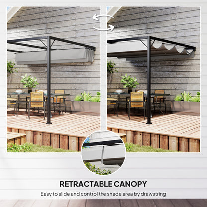 Outsunny 3 x 3(m) Pergola zewnętrzna z chowanym daszkiem - szara
