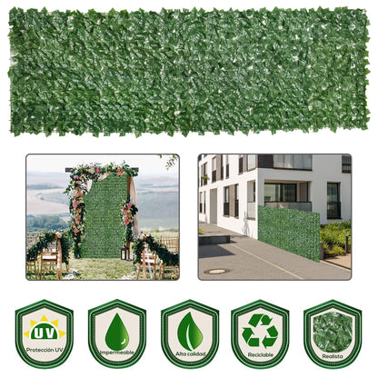 Outsunny Artificial Leaf Hedge Screen for Garden Outdoor Indoor Decor, 3M x 1M Dark Green