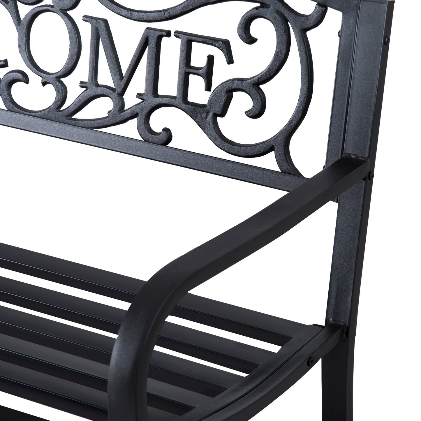 2 Seater Metal Garden Bench Patio Outdoor Park Porch Chair