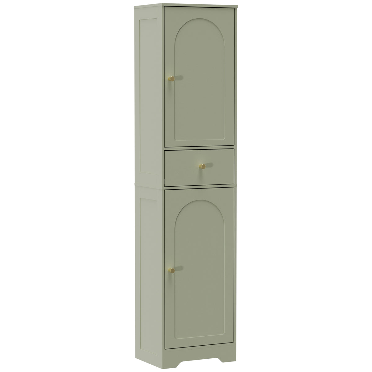 HOMCOM Tall Bathroom Cabinet with Arched Doors - Light Green