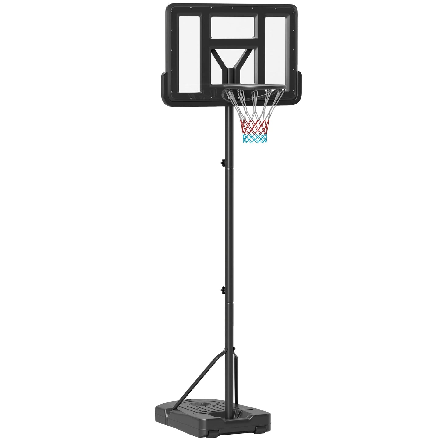 SPORTNOW Height Adjustable Basketball Stand Net Set System, Freestanding Basketball Hoop and Stand w/ Wheels, 200-305cm - Black