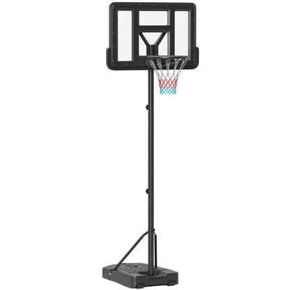 SPORTNOW Height Adjustable Basketball Stand Net Set System, Freestanding Basketball Hoop and Stand w/ Wheels, 200-305cm - Black