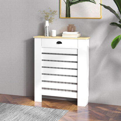 HOMCOM 95.5H x 78Wcm Radiator Cover, with Drawer - White