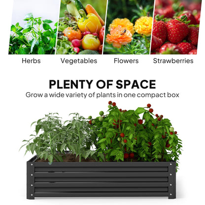 Outsunny 432L Square Raised Garden Bed Box with Weatherized Steel Frame for Vegetables, Flowers and Herbs, 120 x 120 x 30cm, Grey