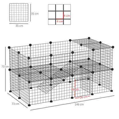 Pawhut Guinea Pig Playpen Rabbit Playpen Metal Wire Fence Indoor Outdoor Small Animal Cage 36 Panel Enclosure Black