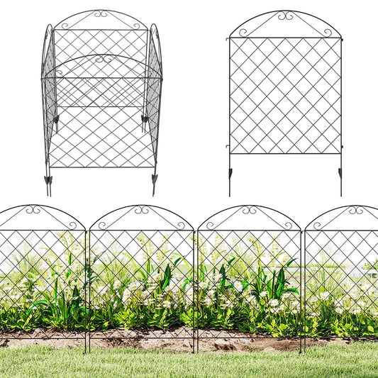 Outsunny Decorative Garden Fencing, 56in x 11.5ft Outdoor Picket Fence Panels, 4PCs Rustproof Steel Wire Landscape Flower Bed Border Edging, Gentle Swirls
