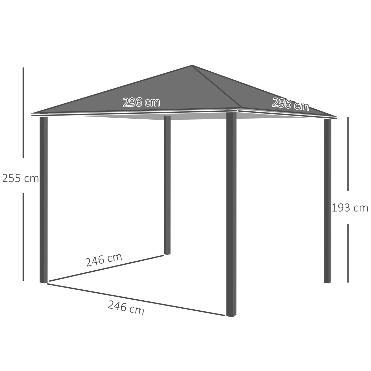 Outsunny Metal Frame Curtain Draped Outdoor Garden Gazebo Grey